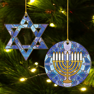 Acrylic Menorah and Star of David for Hanukkah Tree Custom Shaped Acrylic Ornament Jewish and Christian Family Decorations