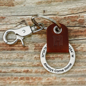 Always Come Home - Personalized Coordinates Keychain