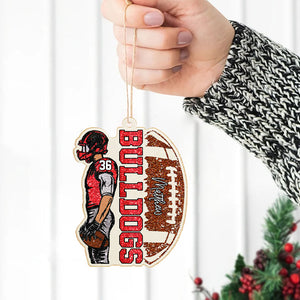 Matching Football Player - Personalized Wooden Ornament Football Game Day