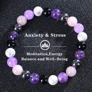 Seven Colored Stone, Tiger Eye Stone Bracelet - 7 Chakras Card Bracelet