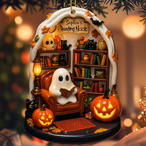 Create Your Own Personalized Reading Nook, Custom Wood Ornament Gift For Book and Halloween Lovers