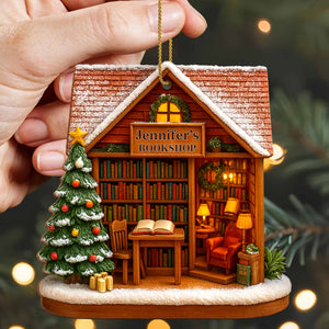 Gift For Book Lovers, Find The Perfect Story In A Charming Bookshop, Personalized Wood Ornament