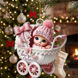 Baby In Carriage β Baby's 1st Christmas Personalized Ornament
