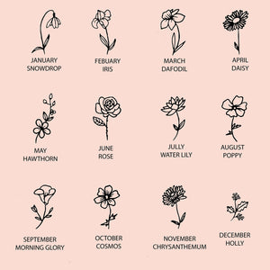 Personalized Birth Flower, Birthstone Birth Flower Necklace