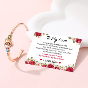 Personalized Birthstone Photo Card Cuff Bracelet For Women