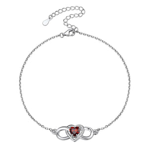 Infinity Heart Birthstone Anklet For Women