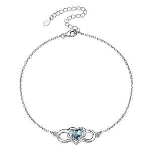 Infinity Heart Birthstone Anklet For Women