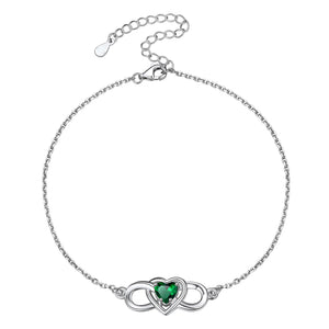 Infinity Heart Birthstone Anklet For Women