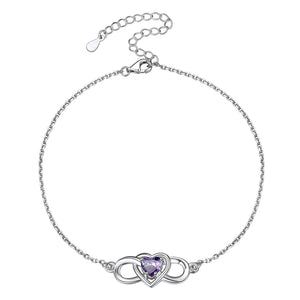Infinity Heart Birthstone Anklet For Women