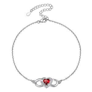 Infinity Heart Birthstone Anklet For Women