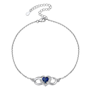 Infinity Heart Birthstone Anklet For Women