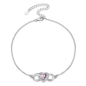 Infinity Heart Birthstone Anklet For Women