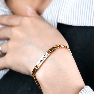 Engraved Name Birthstone Bracelet For Mom Grandma