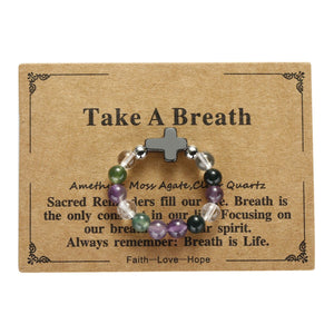 Elastic stone cross ring, angel stone combination copper bead ring