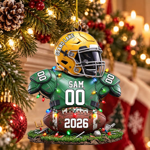 Personalized Football Player Christmas Ornament – Custom Team Jersey Keepsake | Senior Night & Holiday Gift For Sons And Athletes