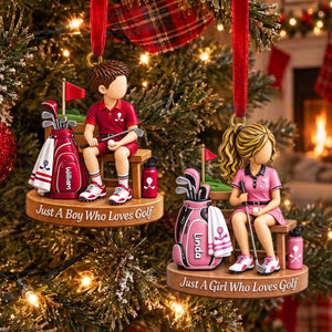 Personalized Golf Boy Golf Girl Christmas Ornament