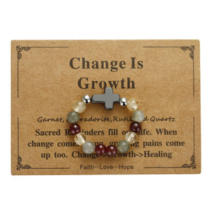 Elastic stone cross ring, angel stone combination copper bead ring