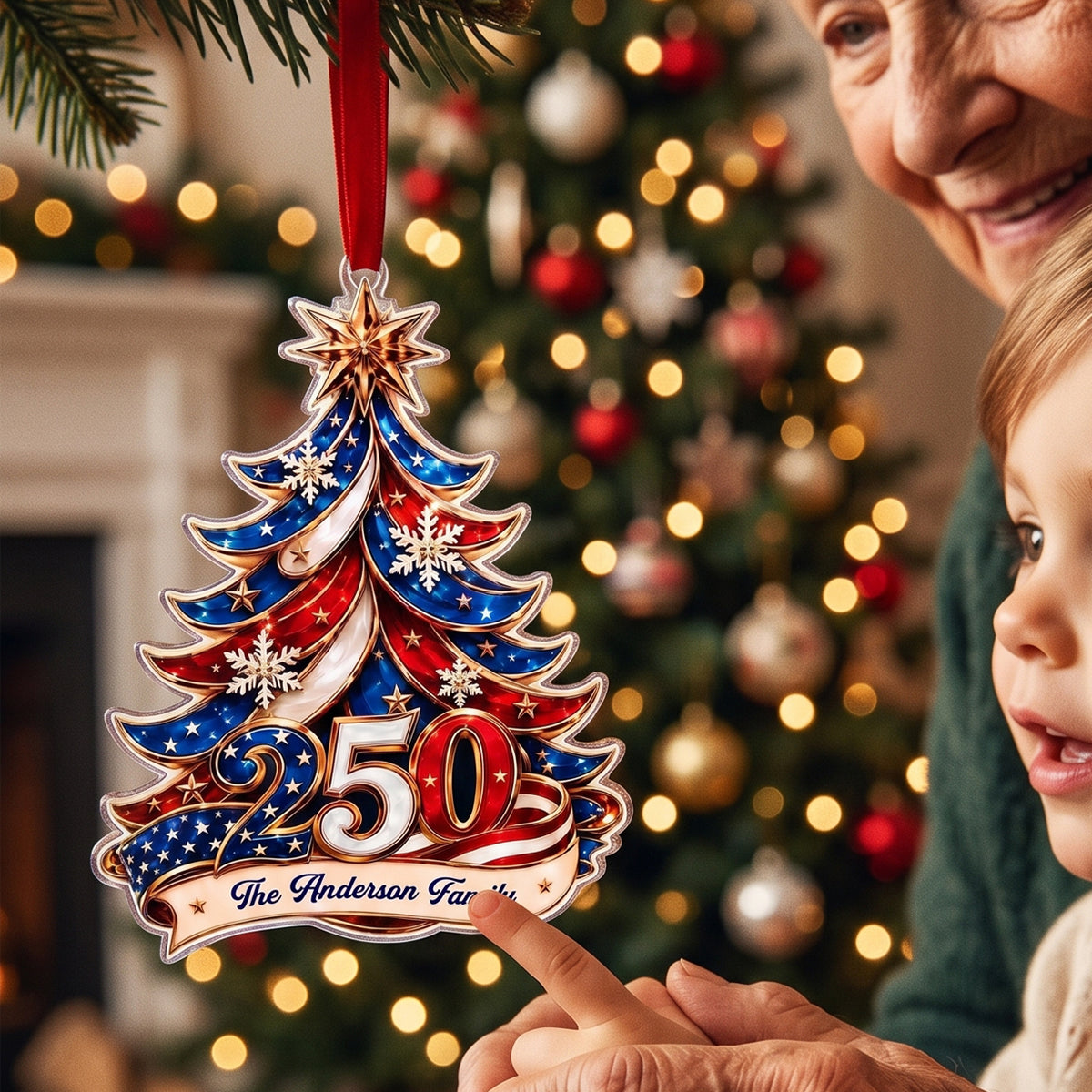 Personalized Acrylic Ornament for Patriotic Family