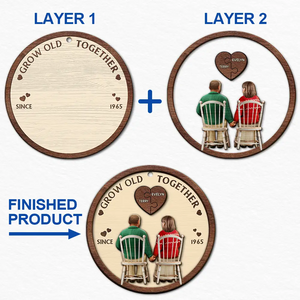 Couple You And Me Grow Old Together - Personalized 2-Layered Wooden Ornament