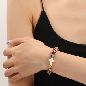 Natural stone cross bracelet