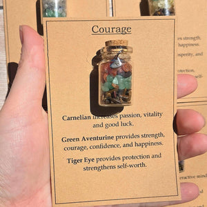 Personalized GOOD LUCK crystal chip bottle. Lucky charm. Crystals for new beginnings, exams, interview