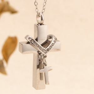 Eternal Embrace Memorial Cross Urn Necklace