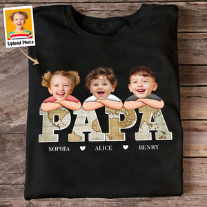 Custom Kid Face Papa - Personalized Photo Pure Cotton T-Shirt