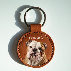 Personalized Engraved Name Custom Pet Keychain with Portrait from Photo, Memorial Gift