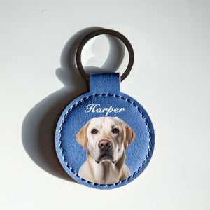 Personalized Engraved Name Custom Pet Keychain with Portrait from Photo, Memorial Gift