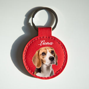 Personalized Engraved Name Custom Pet Keychain with Portrait from Photo, Memorial Gift
