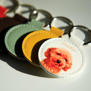 Personalized Engraved Name Custom Pet Keychain with Portrait from Photo, Memorial Gift