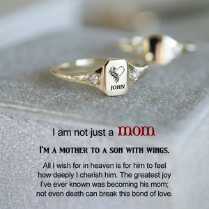 I'm A Mother To A Son With Wings - Engraved Name Personalized Ring