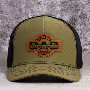 Dad, The Man, The Myth, The Legend - Personalized Leather Patch Hat