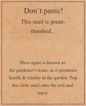 Cute Snail, Moss Agate Crystal For The Garden, Unique Gardeners Gift