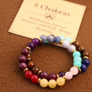 8 Chakras Card Bracelet With Amethyst