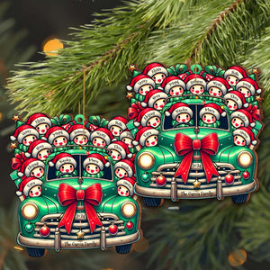 Personalized Custom Wood Ornament - Vintage Truck Full of Christmas Cheer and Santa Hats