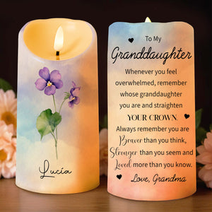Straighten Your Crown - Granddaughter Personalized LED Candle Gift For Family