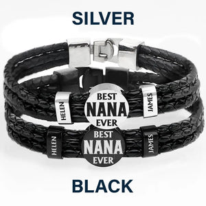 Best Dad Ever - Personalized Leather Braided Bracelet Gift For Dad, Mom