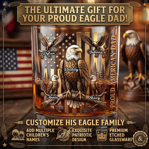 Gift For Dad – Personalized "Proud Eagle Dad" Round Glass