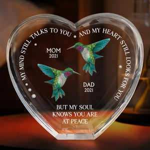 My Mind Still Talks To You - Personalized Crystal Heart Plaque, Gift For Family