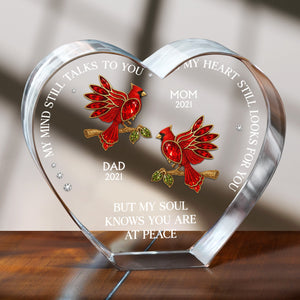 My Mind Still Talks To You - Personalized Crystal Heart Plaque, Gift For Family