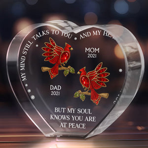 My Mind Still Talks To You - Personalized Crystal Heart Plaque, Gift For Family