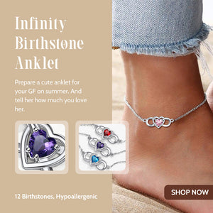 Infinity Heart Birthstone Anklet For Women