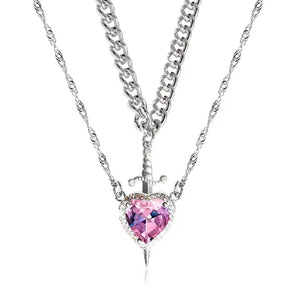 Heart & Sword Necklace Set
