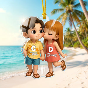 Personalized "My Favorite Place" Couple Hanging Ornament – Beach Illustration Design