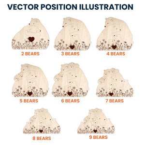 Hugging Bear Family Floral Version - Personalized Wooden Bear Family Puzzle