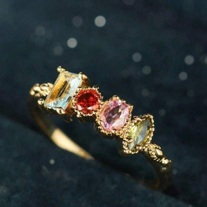 Personalized Multiple Stones Grandma Mom Family Ring Vintage Milgrain Ring