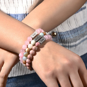 Personalized Name Crystal Beaded Bracelet, Tiger Eye Stone Bracelet