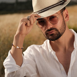 Turquoise Bracelet With Cross, Healing Beads Bracelet