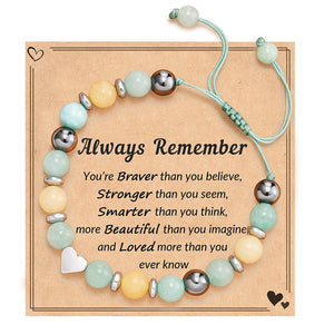 Hand Woven Bracelet With Gift Card, Healing Crystal Bracelet Mother's Day Gift